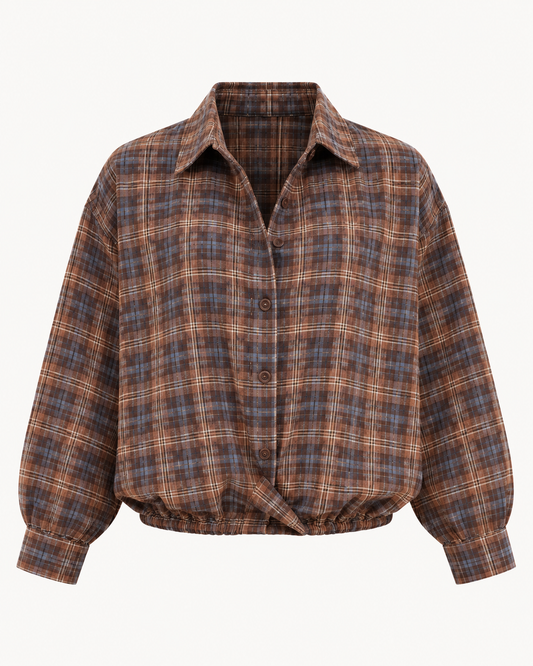Chemise bomber carreaux marron bleu OR SHÉLI