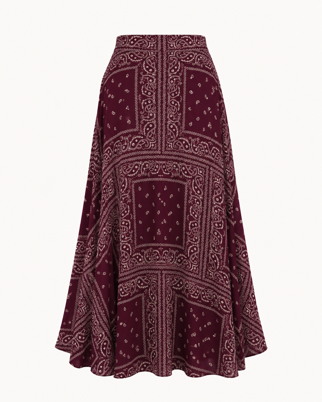 Jupe longue fluide imprimé bandana bordeaux et blanc OR SHÉLI
