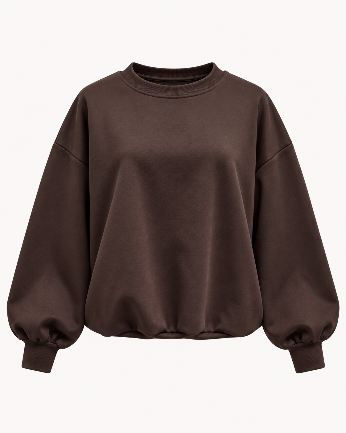 Sweat manches bouffantes marron chocolat col rond OR SHÉLI