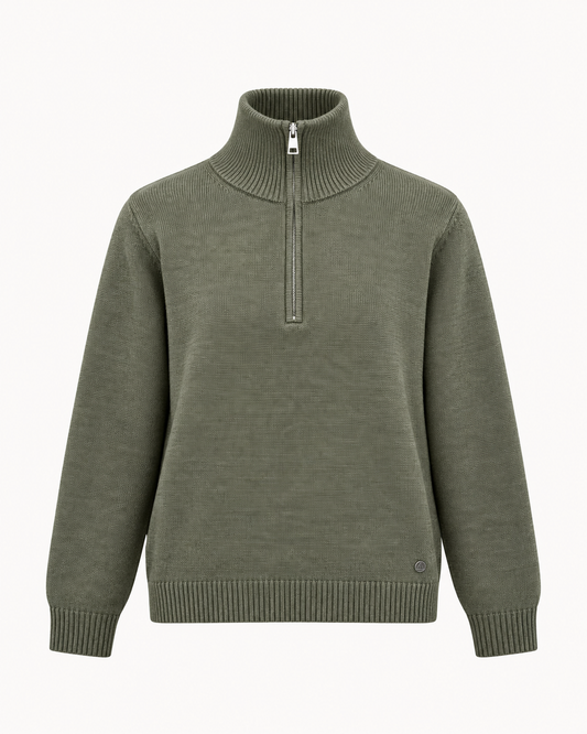 Pull col zippé en maille kaki – taille unique – OR SHÉLI