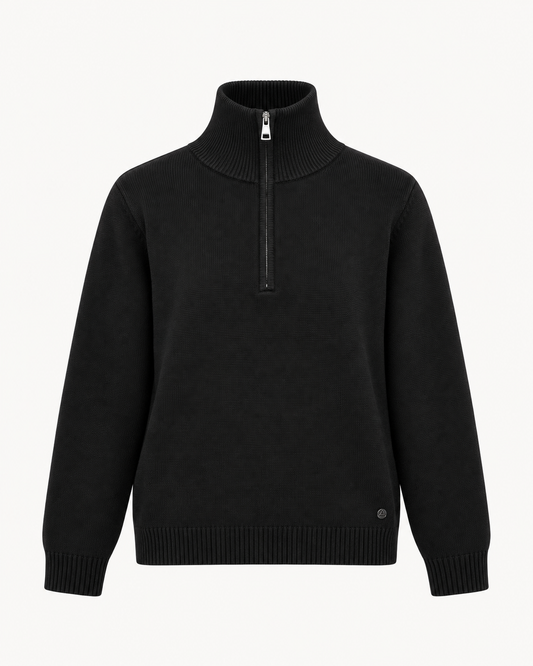 Pull col zippé en maille noire – taille unique – OR SHÉLI