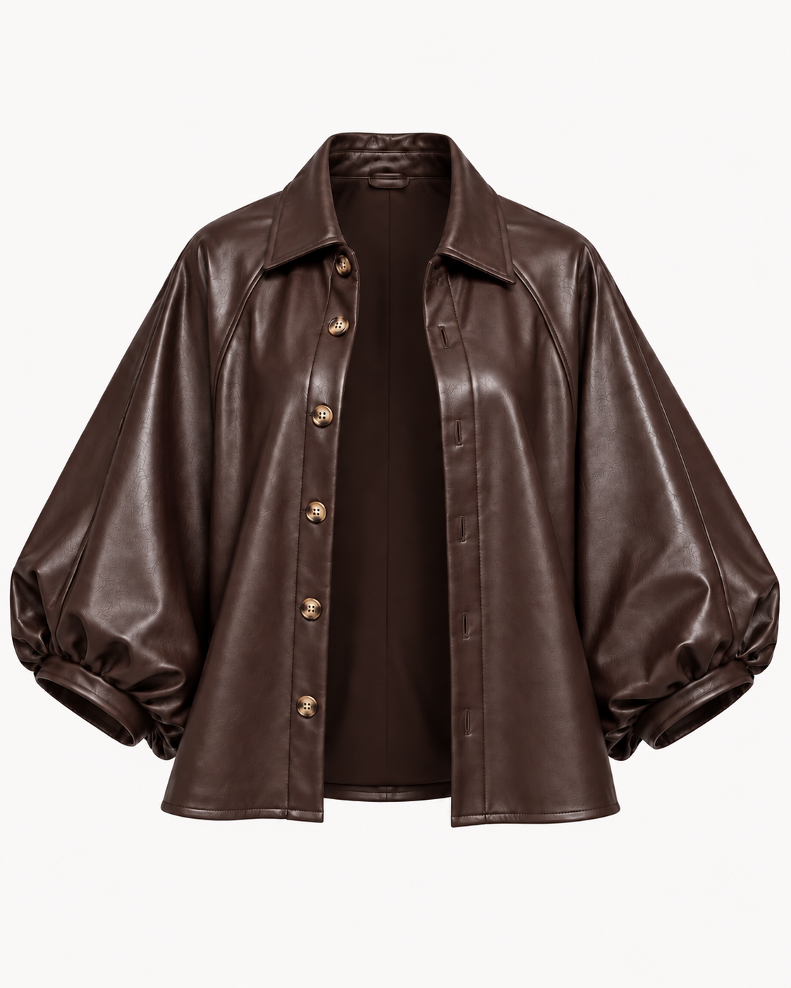 Surchemise similicuir manches bouffantes chocolat - OR SHÉLI