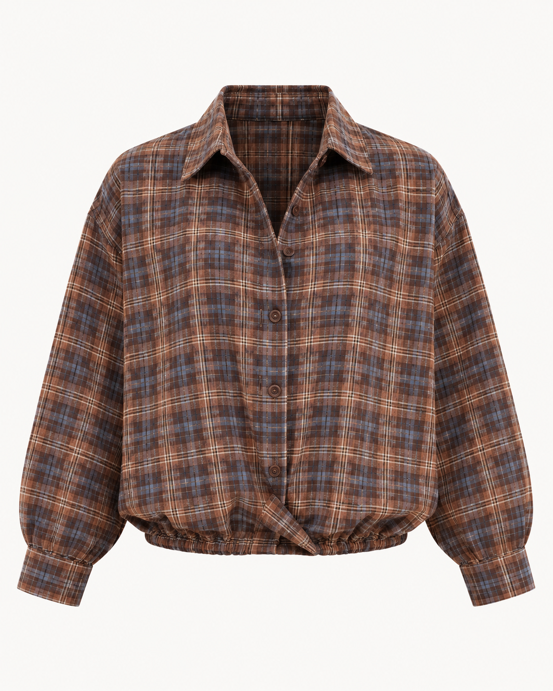 Chemise bomber carreaux marron bleu OR SHÉLI