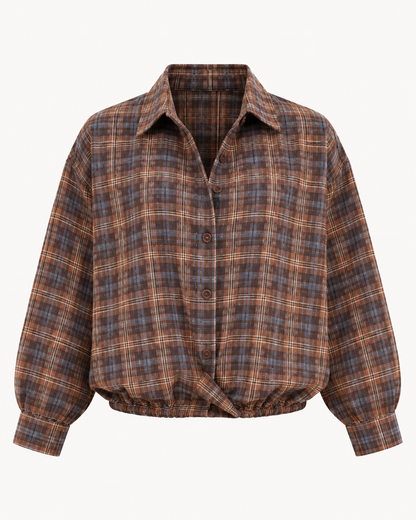Chemise bomber carreaux marron bleu OR SHÉLI