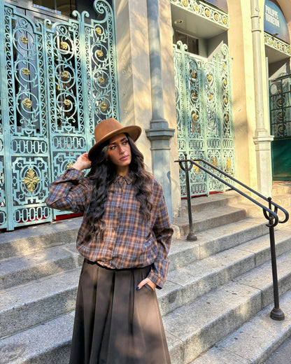 Chemise bomber carreaux marron bleu OR SHÉLI