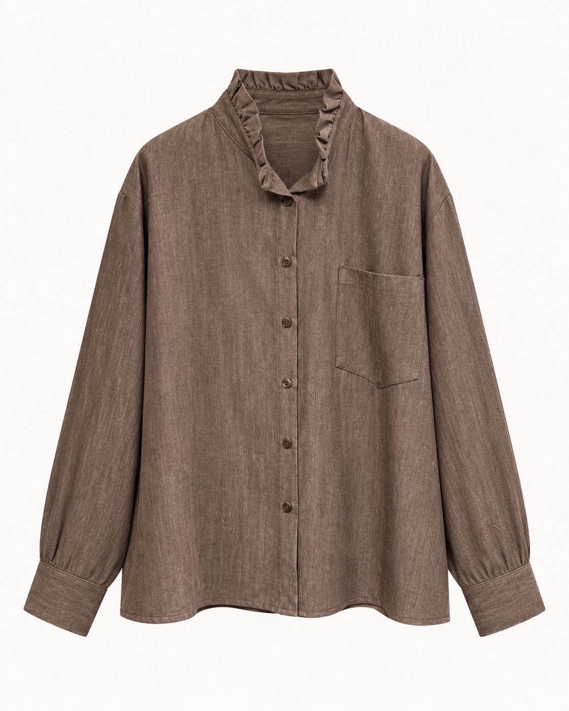 Chemisier col volanté taupe OR SHÉLI