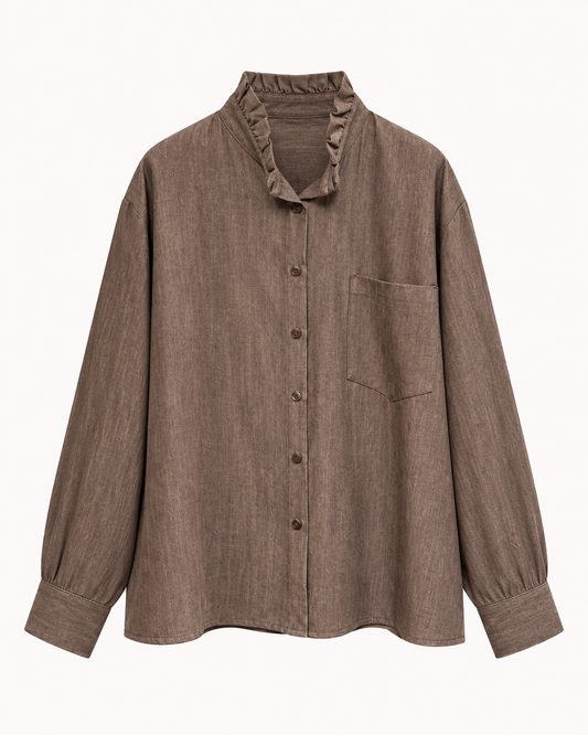 Chemisier col volanté taupe OR SHÉLI