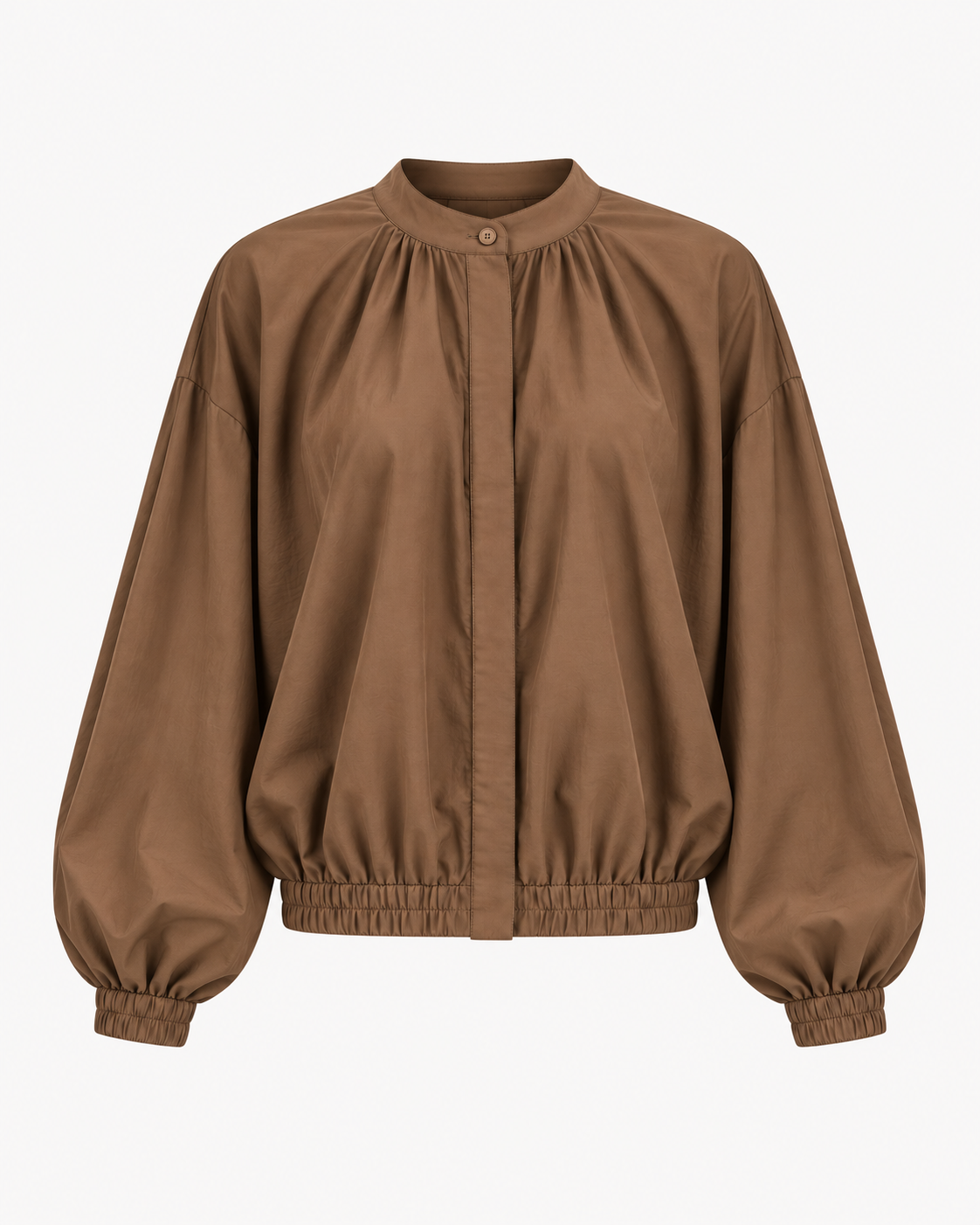 Chemisier surchemise veste 3 en 1 marron glacé manches longues – OR SHÉLI