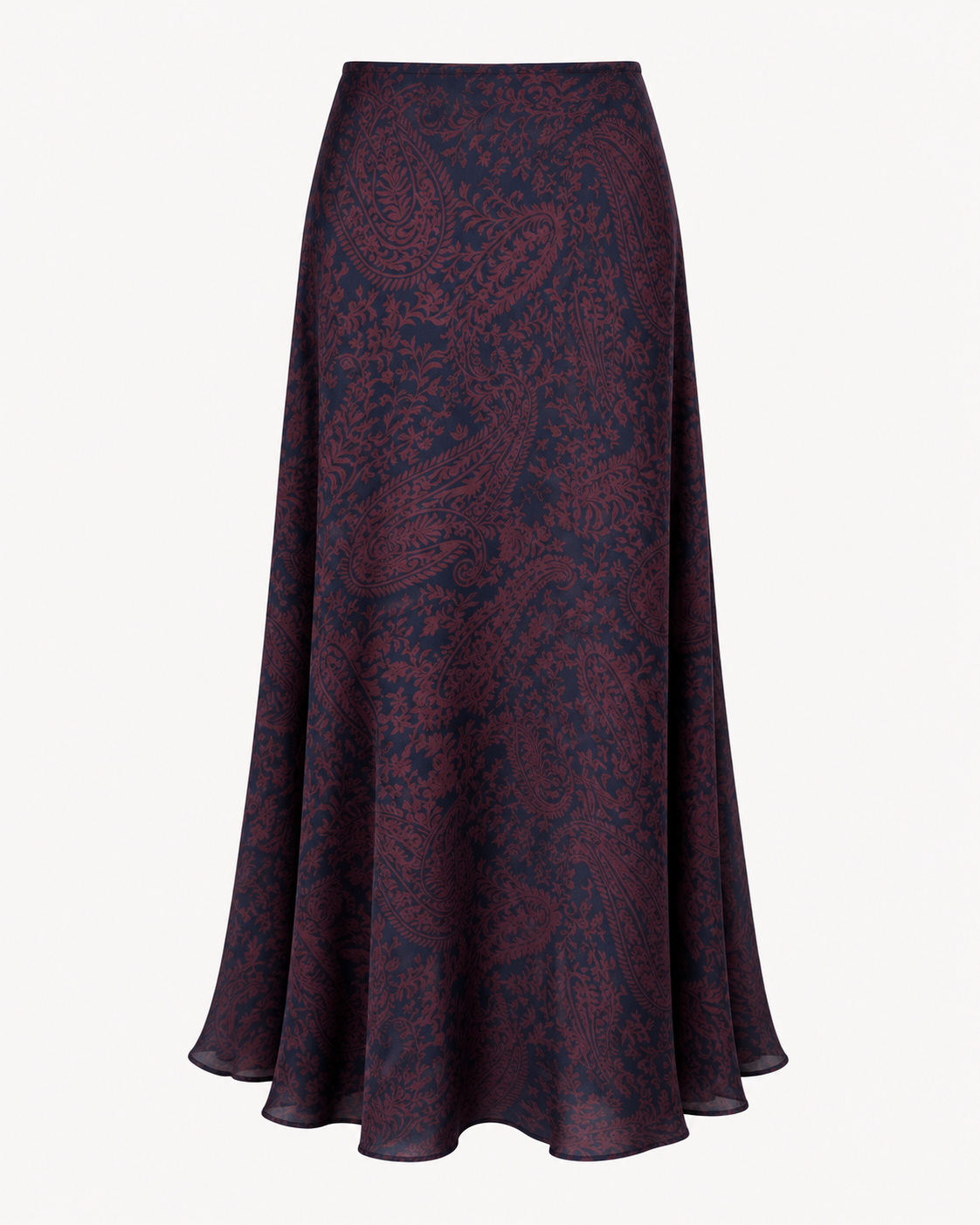 Jupe longue fluide imprimé paisley navy et bordeaux - OR SHÉLI