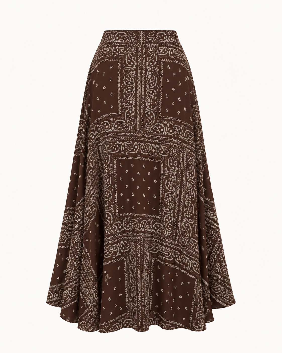 Jupe longue fluide imprimé bandana chocolat et blanc OR SHÉLI