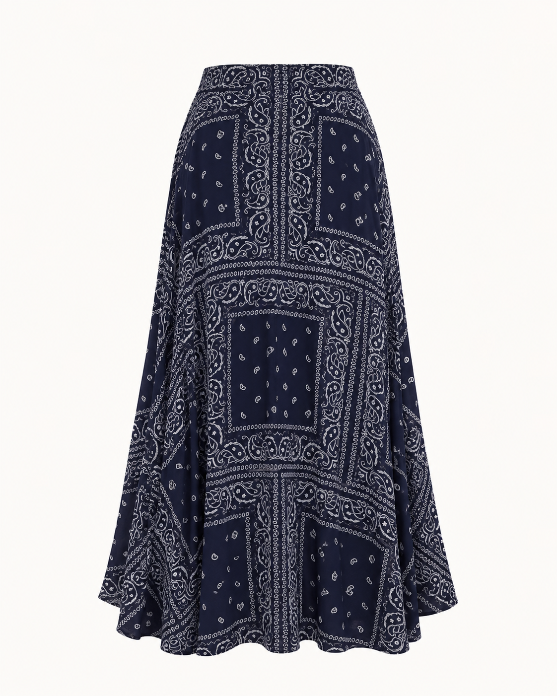 Jupe longue fluide imprimé bandana bleu marine et blanc OR SHÉLI