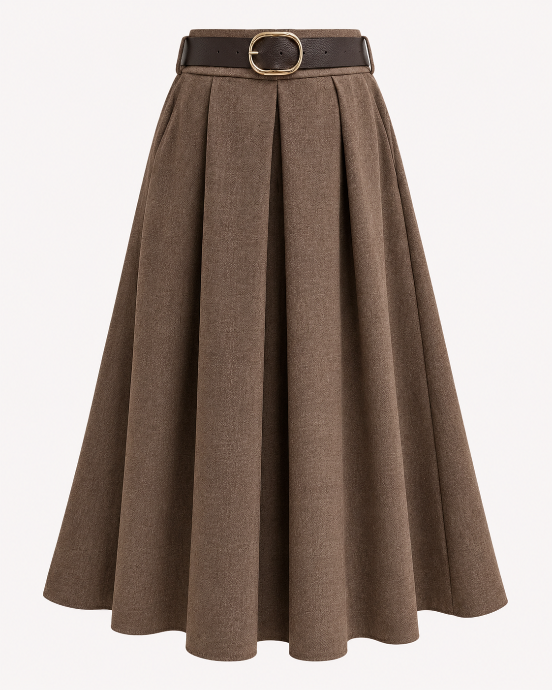 Jupe longue plissée marron avec ceinture marron OR SHÉLI