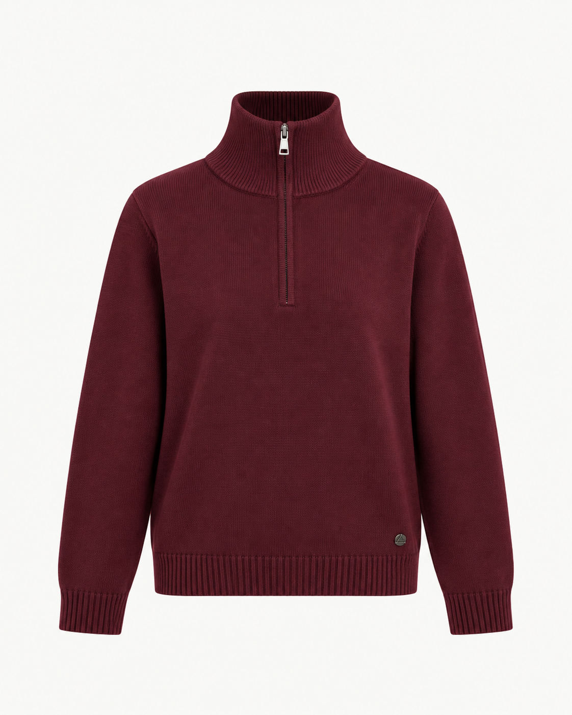 Pull col zippé en maille bordeaux – taille unique – OR SHÉLI