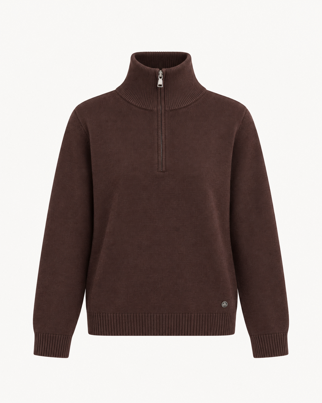 Pull col zippé en maille chocolat – taille unique – OR SHÉLI