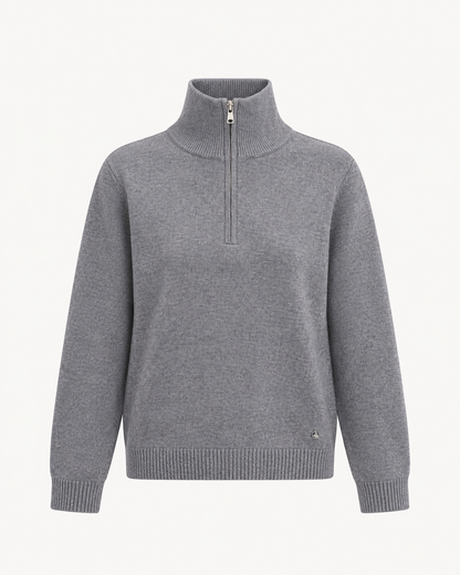Pull col zippé en maille gris chiné – taille unique – OR SHÉLI