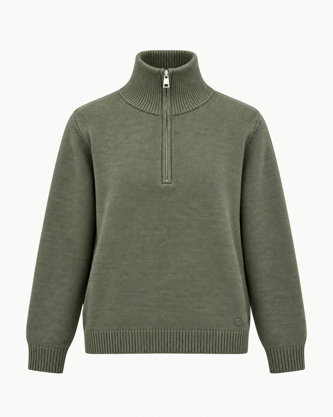 Pull col zippé en maille kaki – taille unique – OR SHÉLI