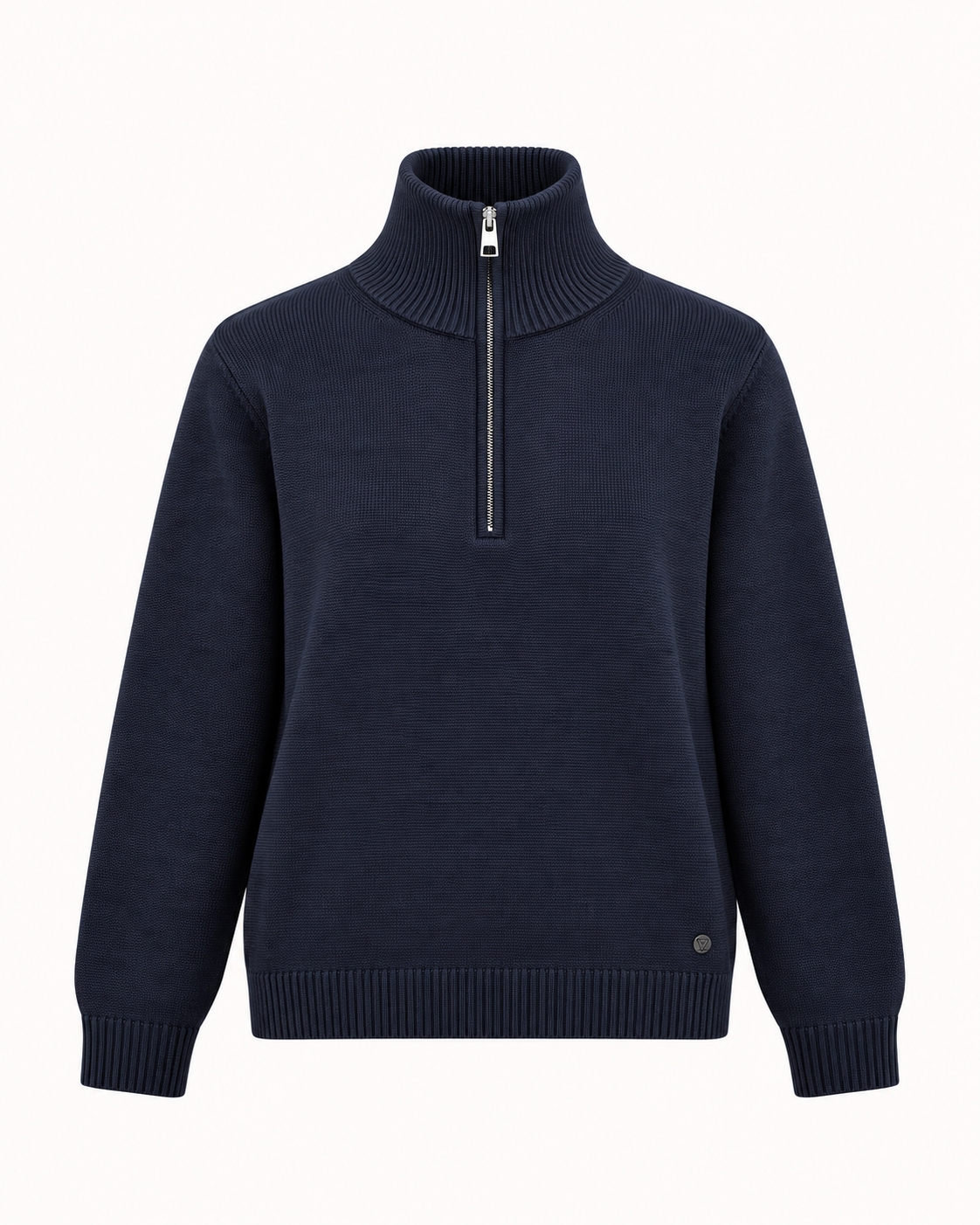 Pull col zippé en maille bleu marine – taille unique – OR SHÉLI