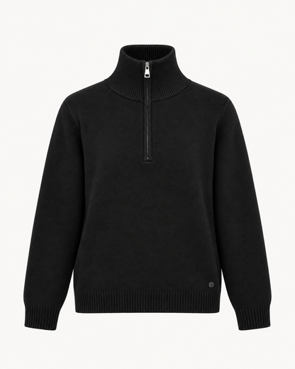 Pull col zippé en maille noire – taille unique – OR SHÉLI