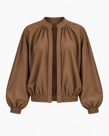 Chemisier surchemise veste 3 en 1 marron glacé manches longues - OR SHÉLI