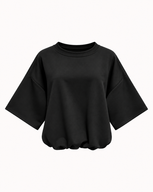 T-shirt ballon noir uni effet blousant OR SHÉLI